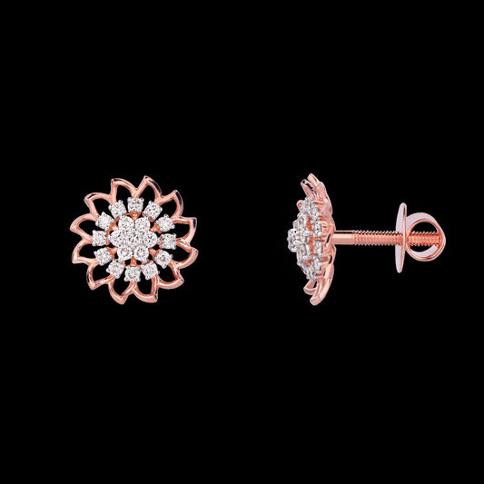 18K Rose Gold Diamond Earrings - 1.005ct VS-SI-HI