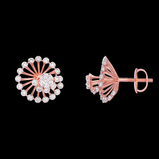 18K Rose Gold Diamond Earrings - 1.303ct VS-SI-HI