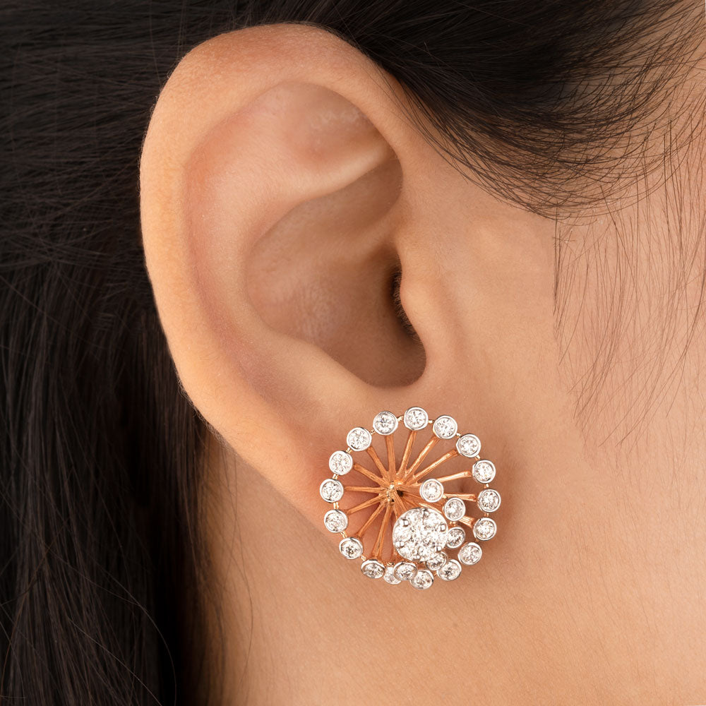 18K Rose Gold Diamond Earrings - 1.303ct VS-SI-HI