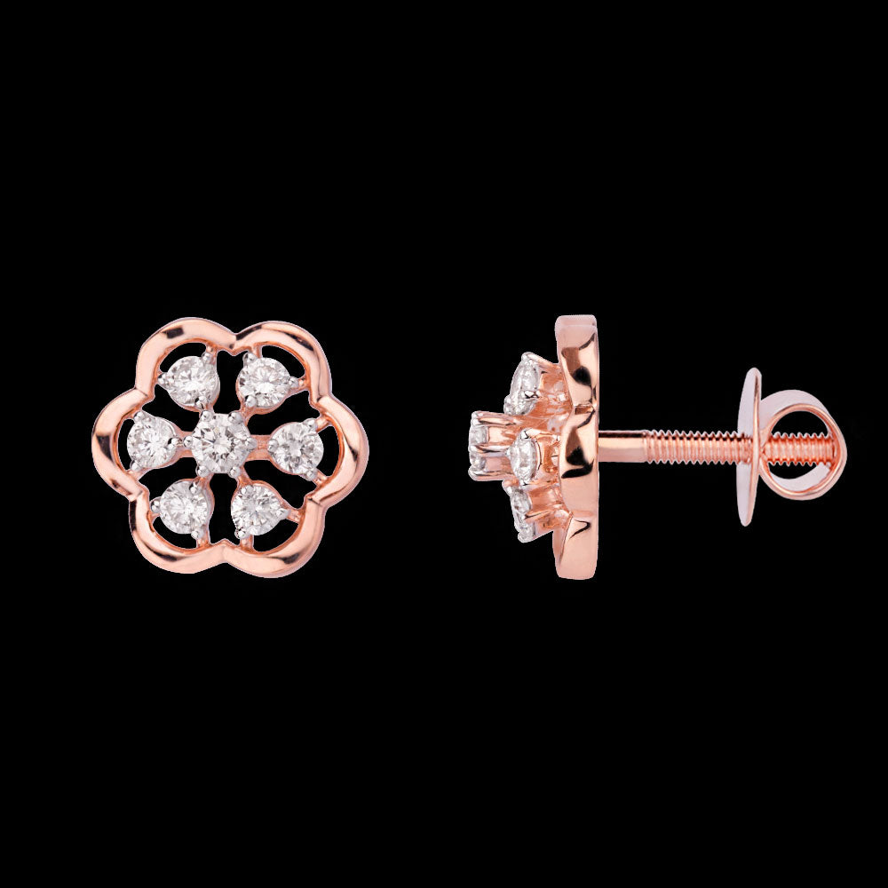 18K Rose Gold Diamond Earrings - 0.74ct VS-GH
