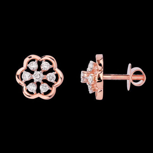 18K Rose Gold Diamond Earrings - 0.74ct VS-GH