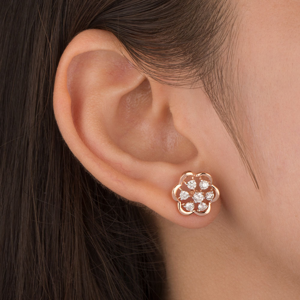 18K Rose Gold Diamond Earrings - 0.74ct VS-GH