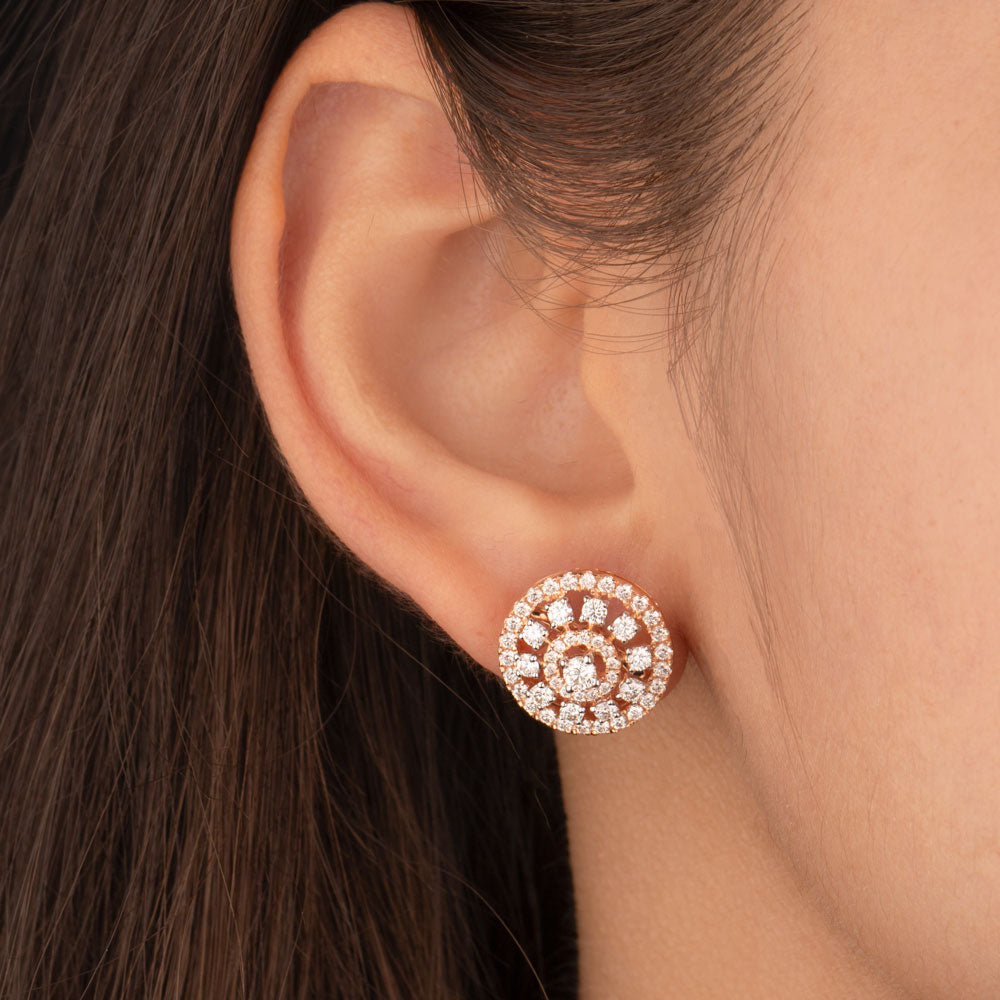 18K Rose Gold Diamond Earrings - 1.403ct VVS-VS-GH