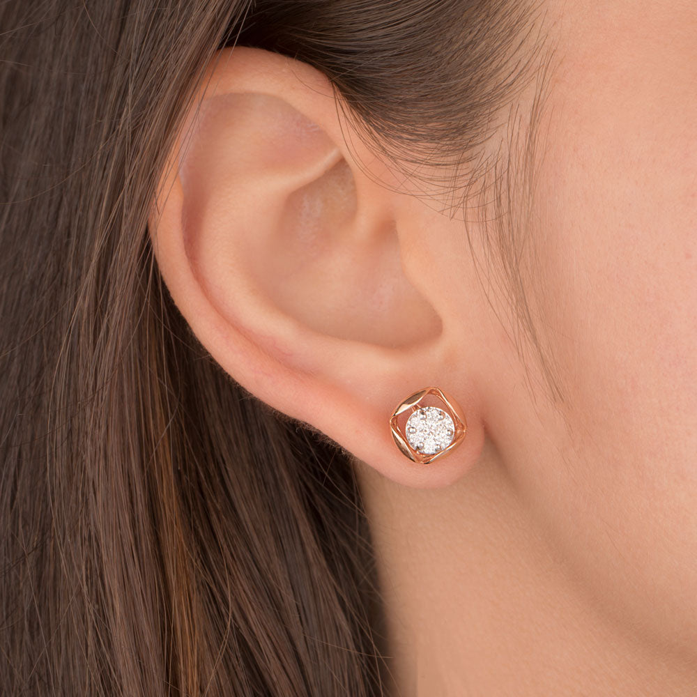 18K Rose Gold Diamond Earrings - 0.961ct VVS-VS-GH