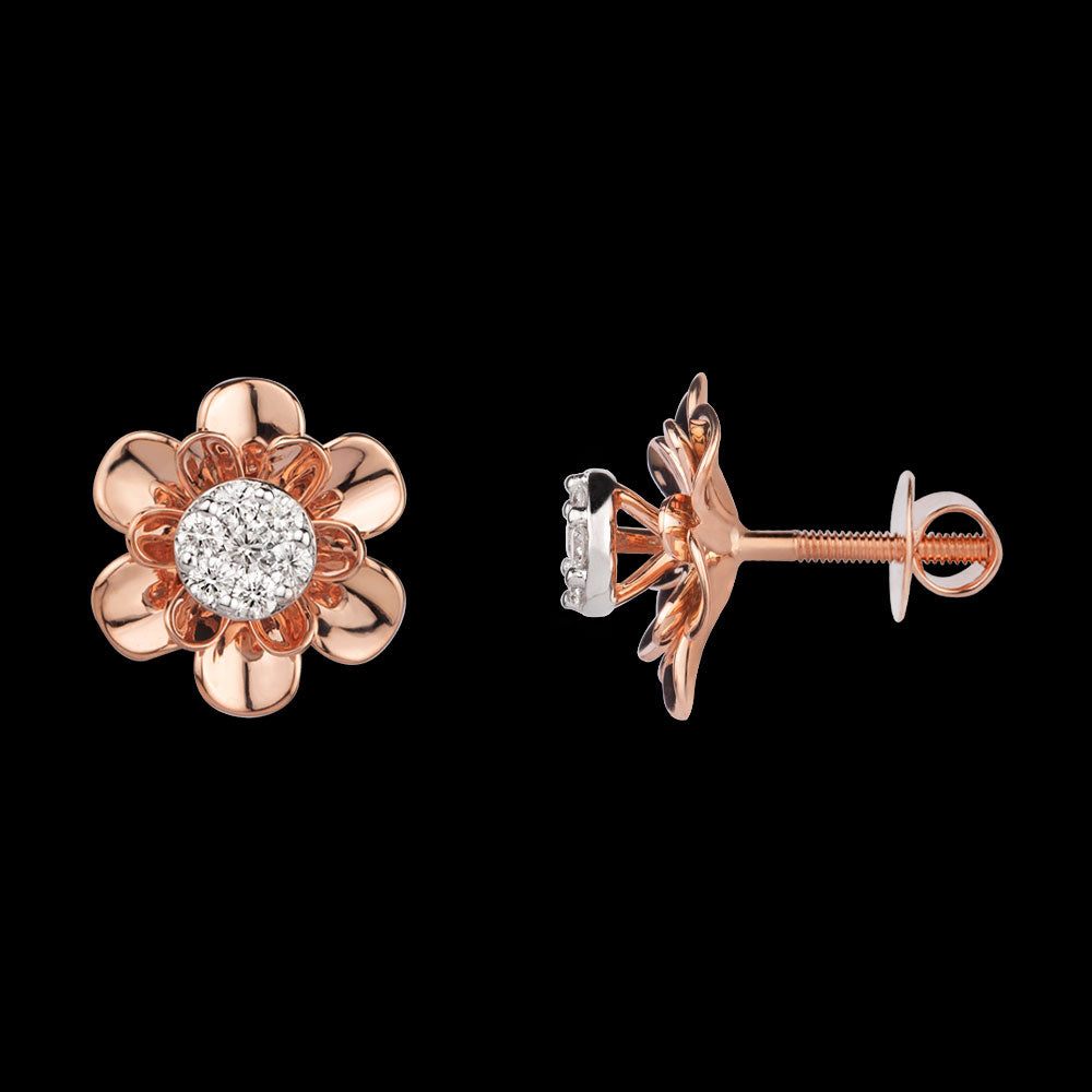 14K Rose Gold Diamond Earrings - 0.484ct VVS-VS-GH