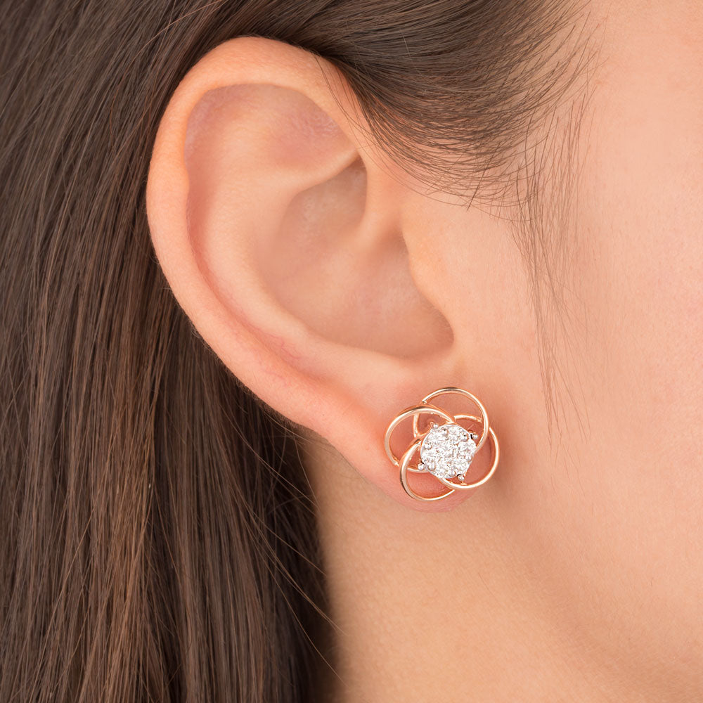 14K Rose Gold Diamond Earrings - 0.484ct VVS-VS-GH