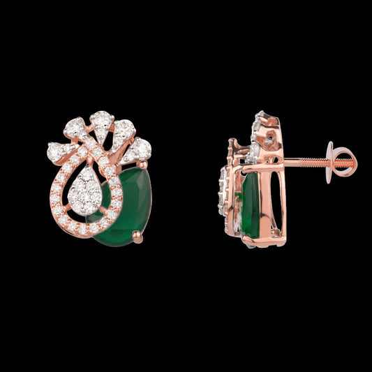 18K Rose Gold Diamond Earrings - 0.879ct VVS-VS-GH with Colour Stones