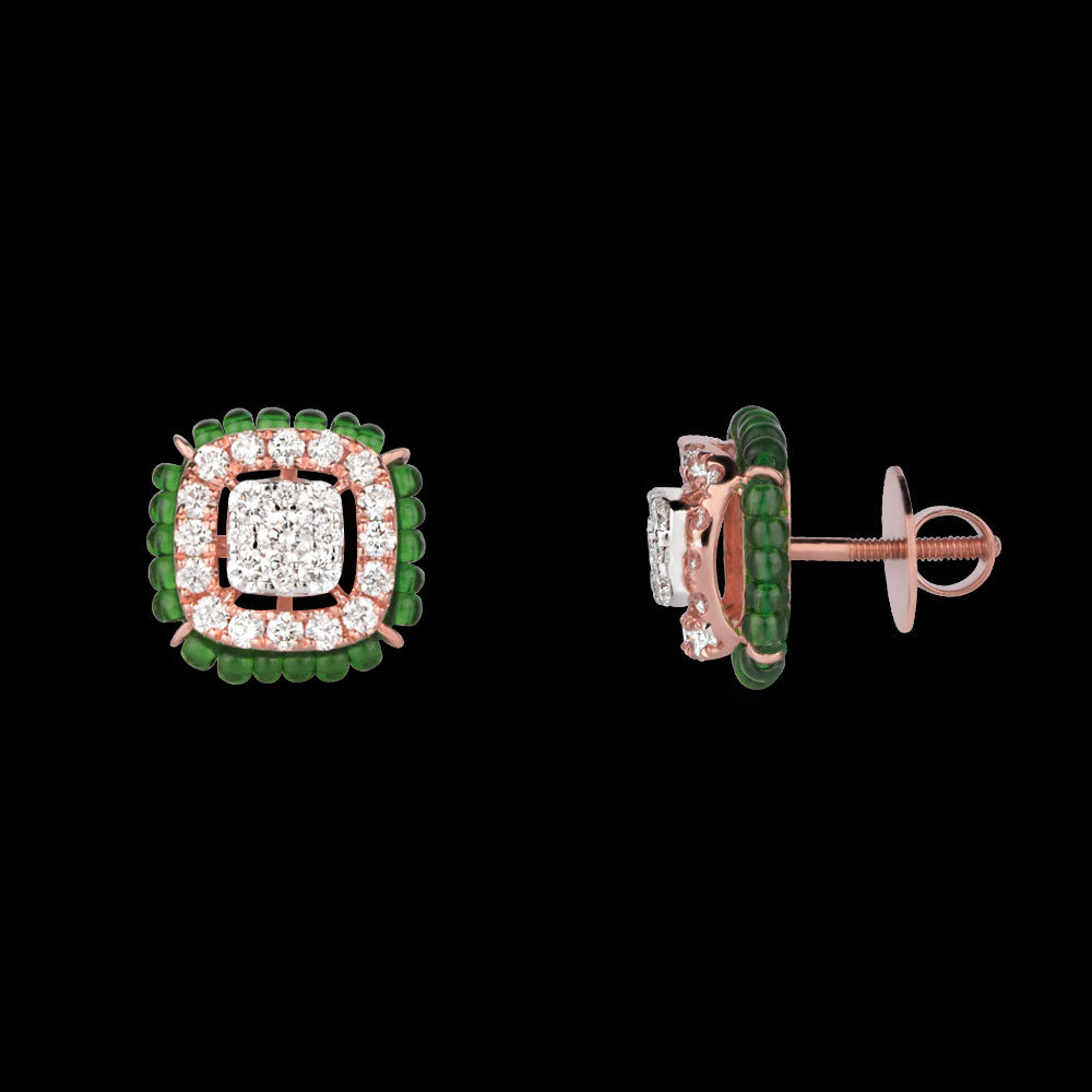18K Rose Gold Diamond Earrings - 1.12ct VVS-VS-GH with Colour Stones