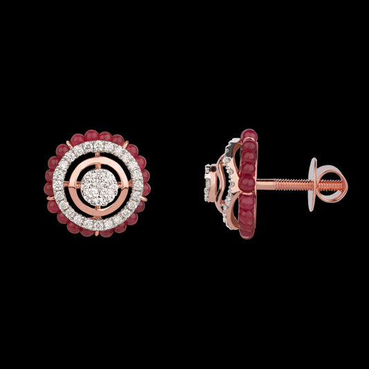 18K Rose Gold Diamond Earrings - 0.93ct VS-SI-HI with Colour Stones