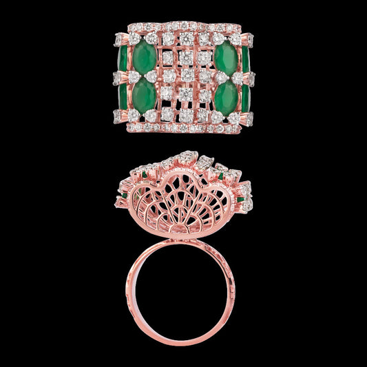 18K Rose Gold Diamond Ring - 1.531ct VVS-VS-GH with Colour Stones