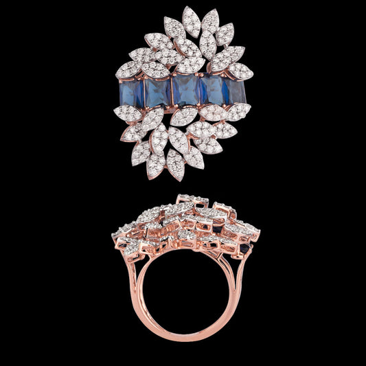 18K Rose Gold Diamond Ring - 1.72ct VS-SI-HI with Colour Stones