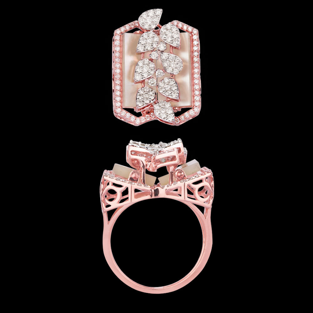 18K Rose Gold Diamond Ring - 1.42ct VVS-VS-HI with Colour Stones