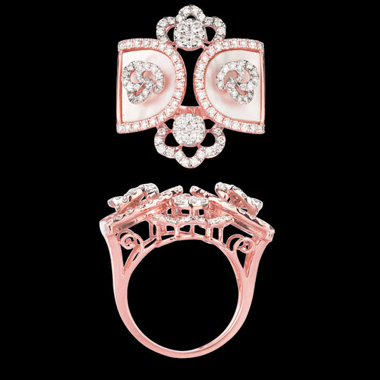 18K Rose Gold Diamond Ring - 1.53ct VVS-VS-GH with Colour Stones
