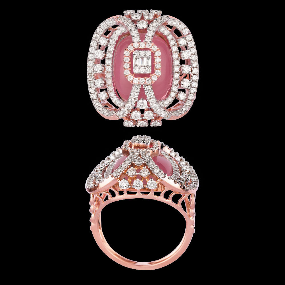 18K Rose Gold Diamond Ring - 1.427ct VS-SI-FG with Colour Stones