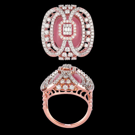18K Rose Gold Diamond Ring - 1.427ct VS-SI-FG with Colour Stones
