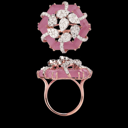 18K Rose Gold Diamond Ring - 1.41ct VVS-VS-GH with Colour Stones