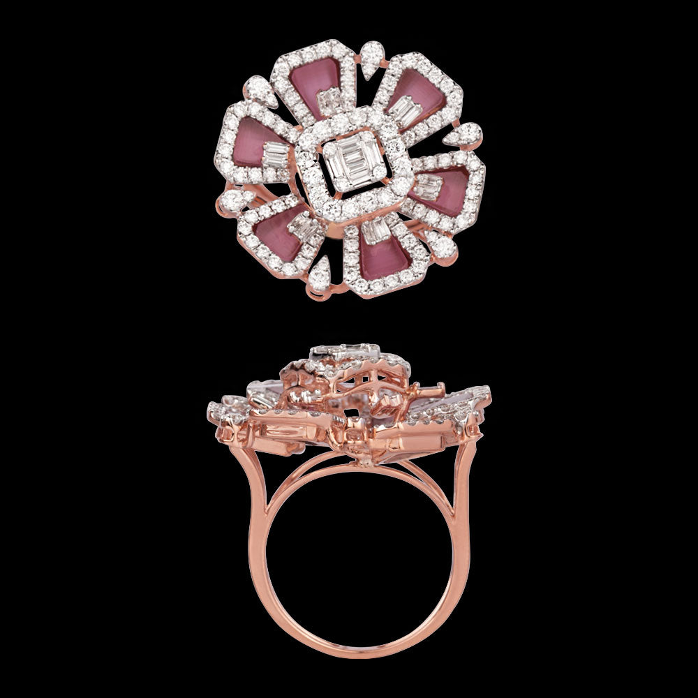 18K Rose Gold Diamond Ring - 1.49ct VS-SI-FG with Colour Stones