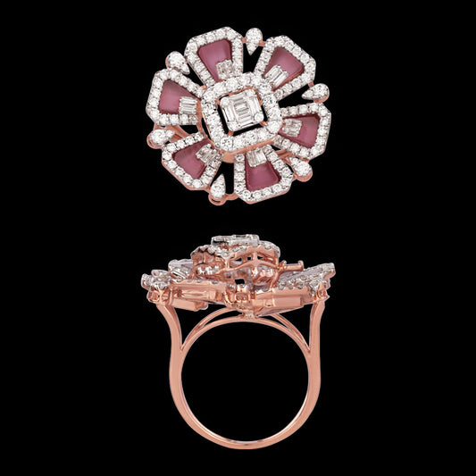 18K Rose Gold Diamond Ring - 1.49ct VS-SI-FG with Colour Stones