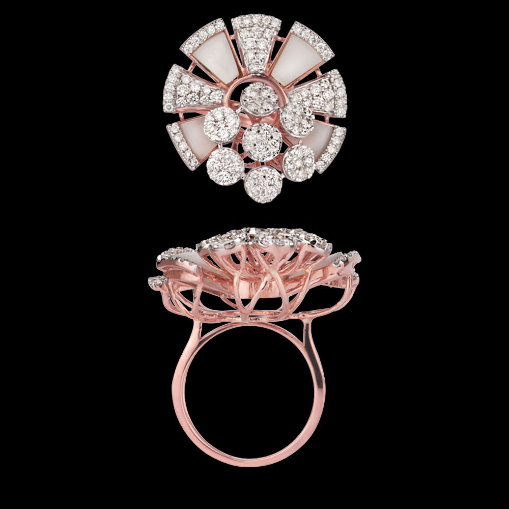 18K Rose Gold Diamond Ring - 1.79ct VVS-VS-GH with Colour Stones