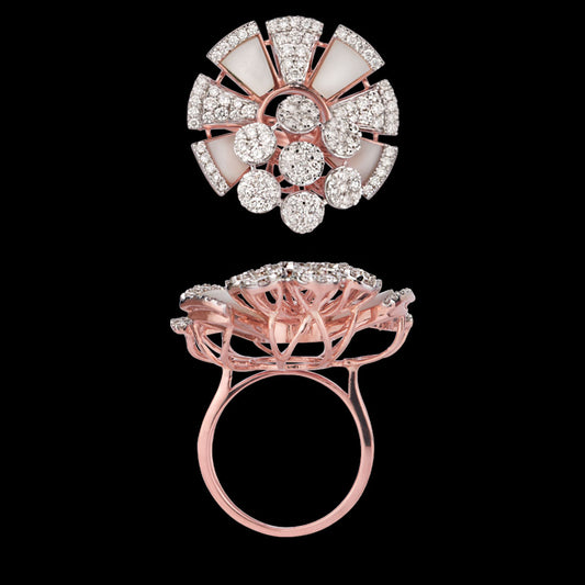 18K Rose Gold Diamond Ring - 1.79ct VVS-VS-GH with Colour Stones