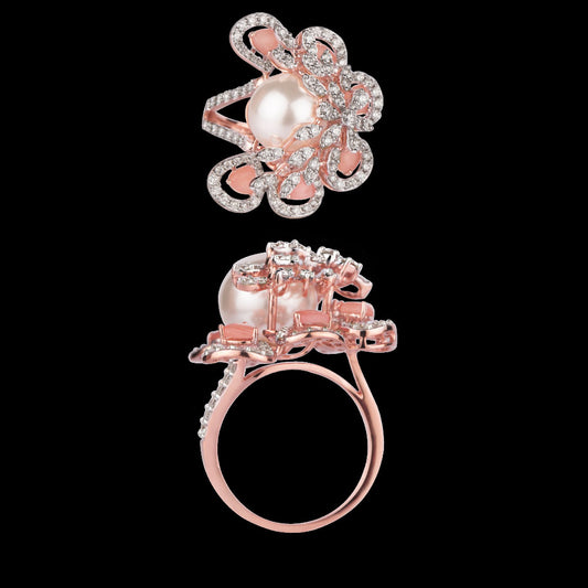 18K Rose Gold Diamond Ring - 1.5ct VVS-VS-GH with Colour Stones
