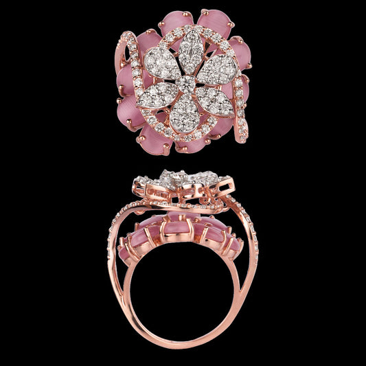 18K Rose Gold Diamond Ring - 1.32ct VVS-VS-GH with Colour Stones