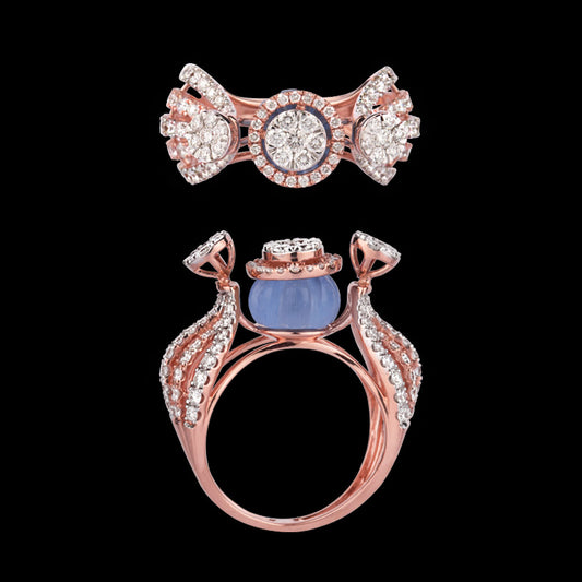 18K Rose Gold Diamond Ring - 1.57ct VVS-VS-GH with Colour Stones