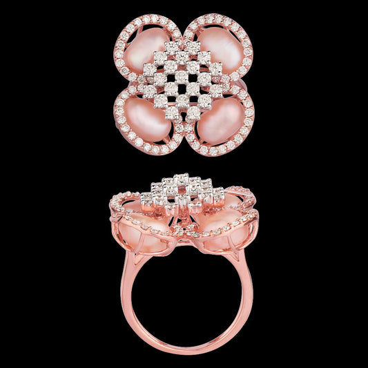 18K Rose Gold Diamond Ring - 1.41ct VVS-VS-IJ with Colour Stones