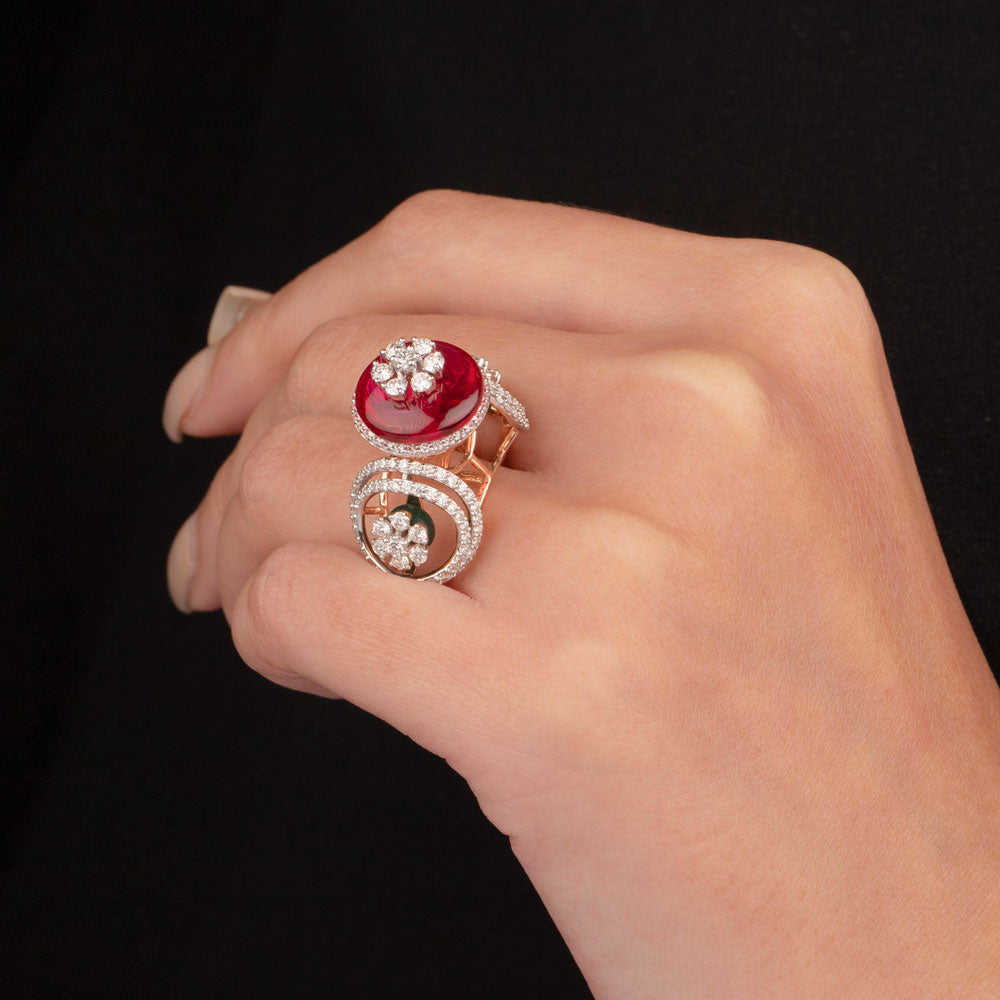 18K Rose Gold Diamond Ring - 1.62ct VVS-VS-GH with Colour Stones