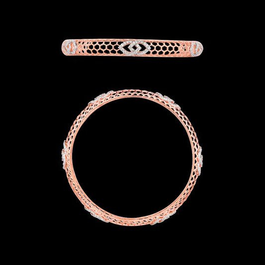 18K Rose Gold Diamond Bangle - 1.492ct VVS-EF