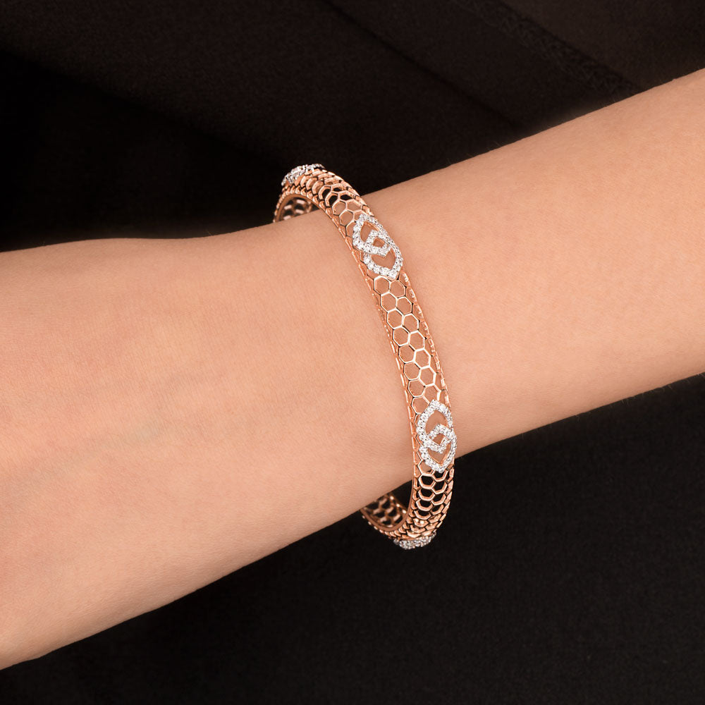 18K Rose Gold Diamond Bangle - 1.492ct VVS-EF
