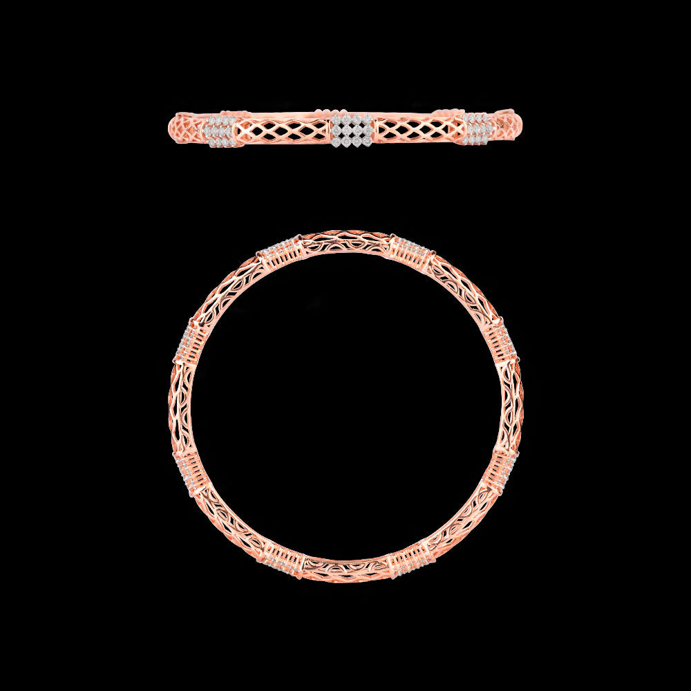 18K Rose Gold Diamond Bangle - 1.597ct VVS-VS-EF