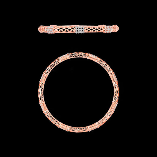 18K Rose Gold Diamond Bangle - 1.597ct VVS-VS-EF
