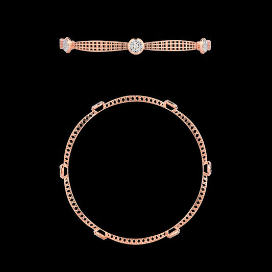 18K Rose Gold Diamond Bangle - 0.717ct VVS-VS-EF