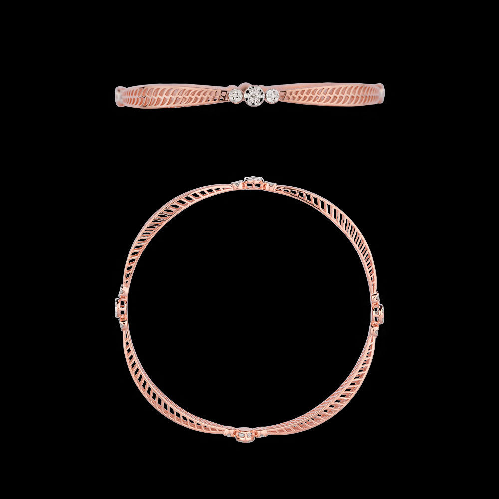 18K Rose Gold Diamond Bangle - 0.789ct VVS-VS-GH