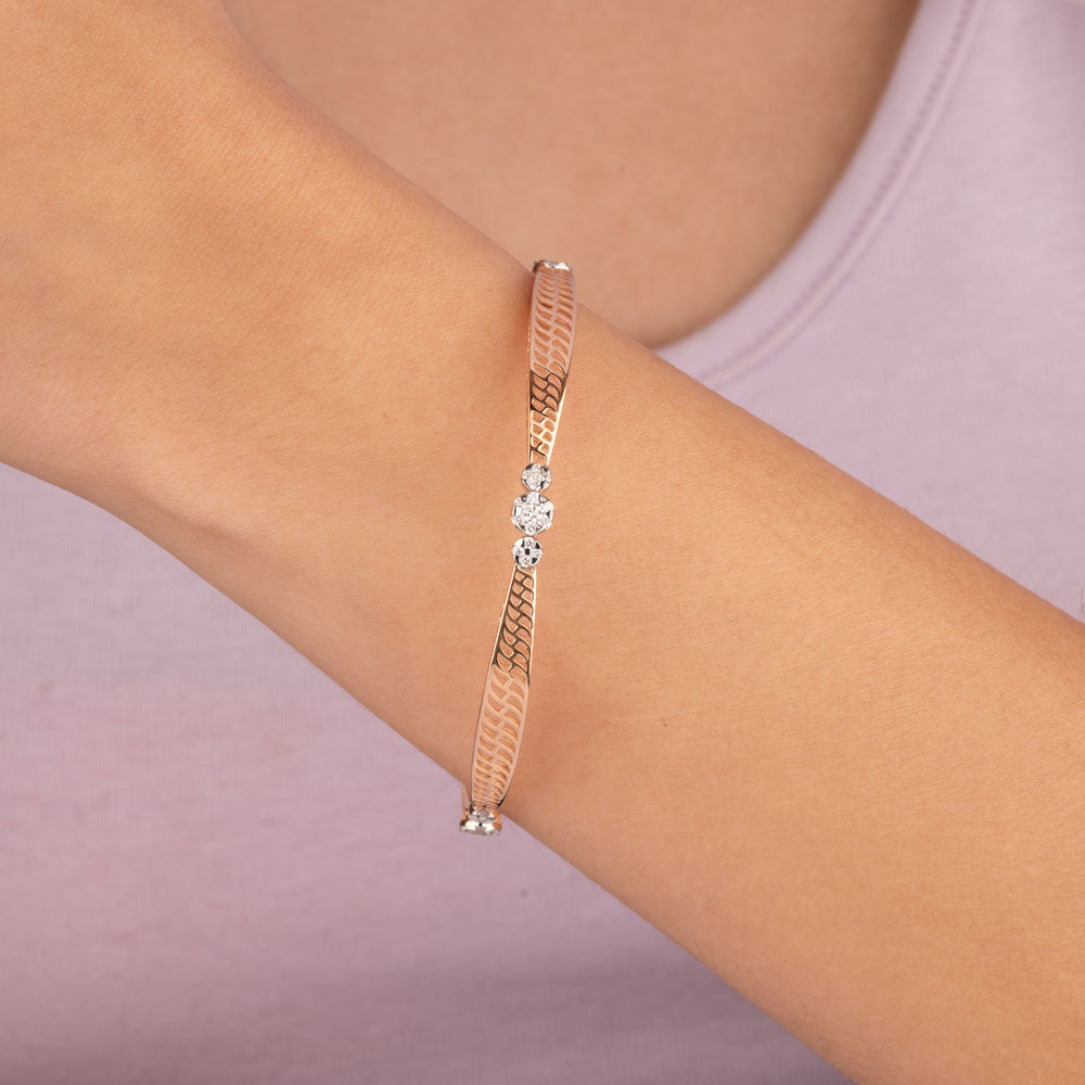 18K Rose Gold Diamond Bangle - 0.789ct VVS-VS-GH