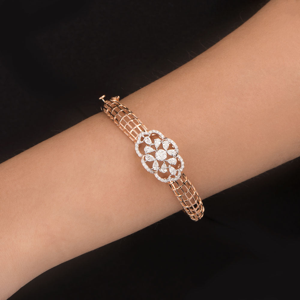 18K Rose Gold Diamond Kada - 1.526ct VS-SI-FG