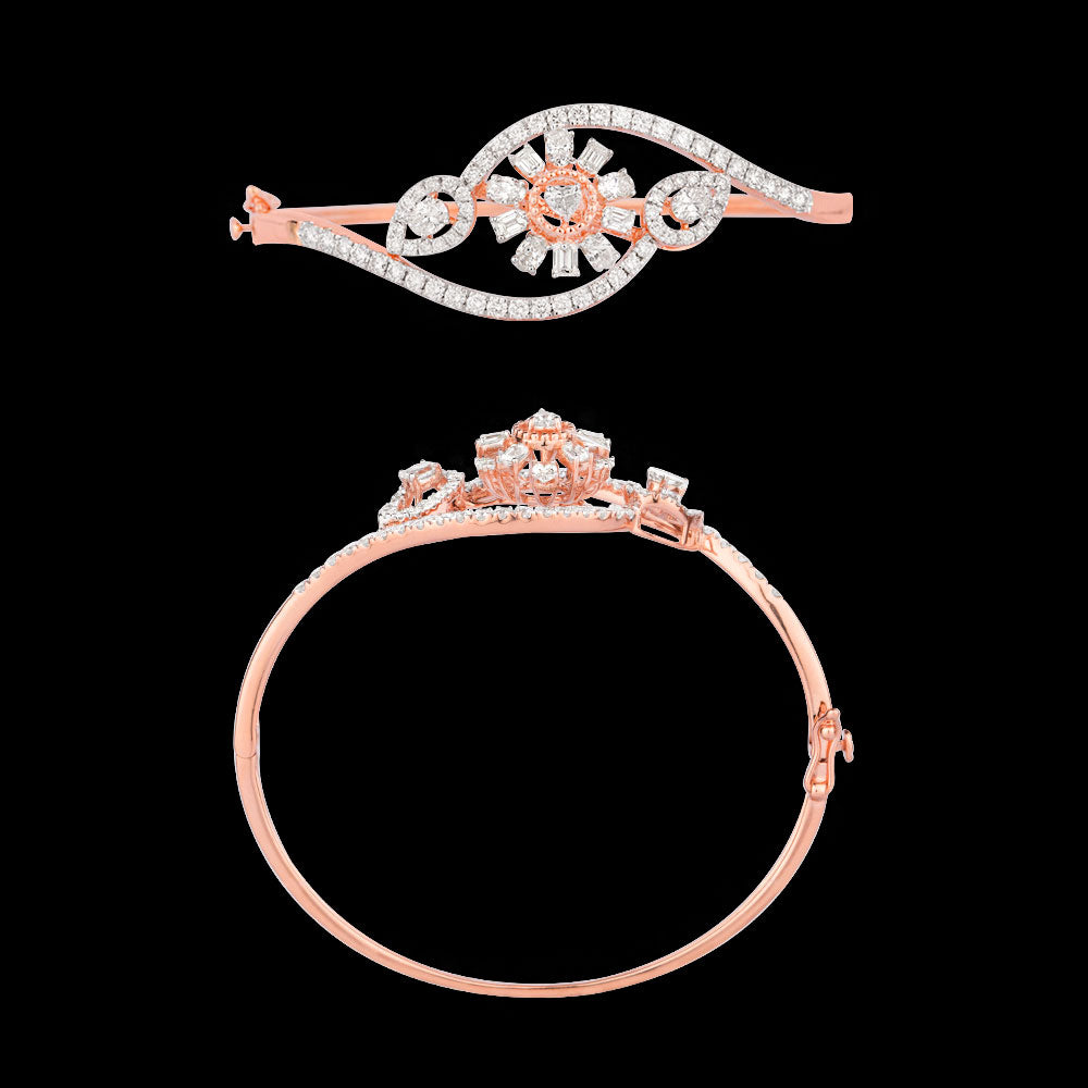 18K Rose Gold Diamond Kada - 3.135ct SI-IJ