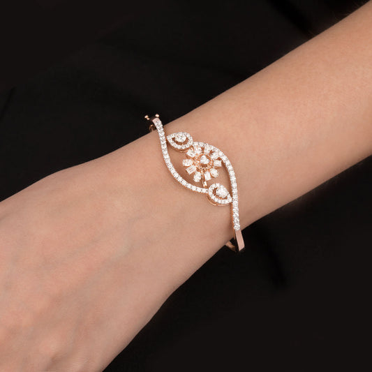 18K Rose Gold Diamond Kada - 3.135ct SI-IJ