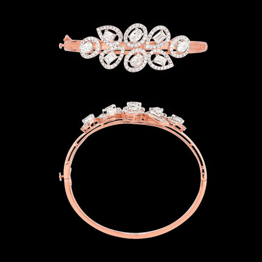 18K Rose Gold Diamond Kada - 3.84ct SI-IJ