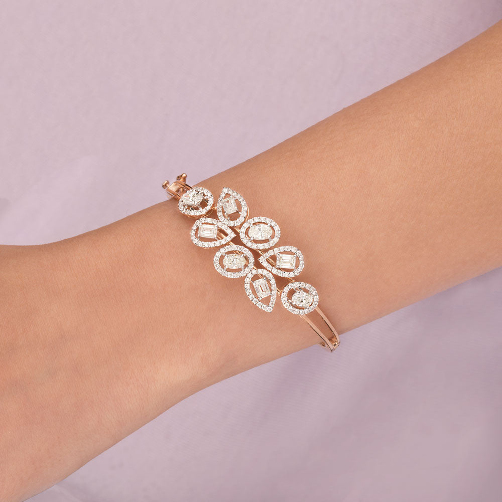 18K Rose Gold Diamond Kada - 3.84ct SI-IJ