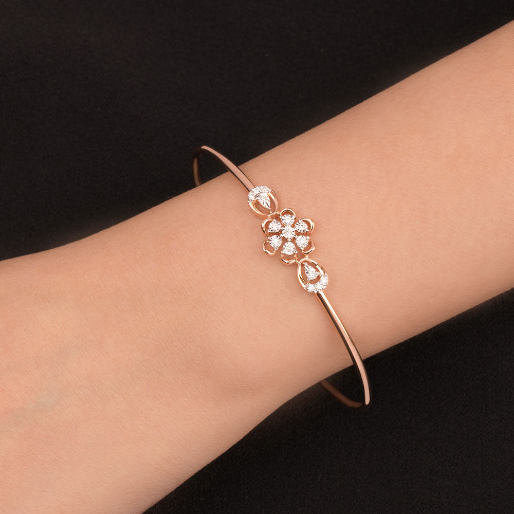 18K Rose Gold Diamond Kada - 0.136ct VVS-FG