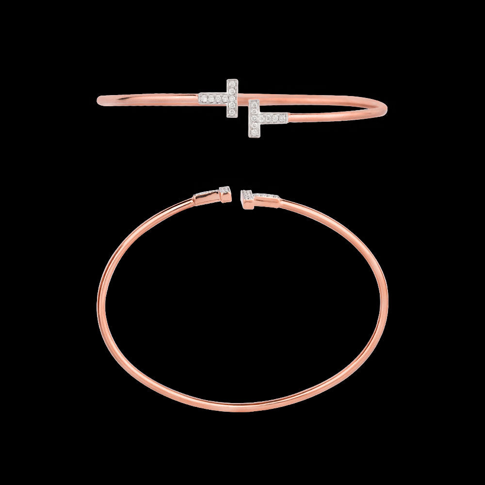 18K Rose Gold Diamond Kada - 0.187ct VS-SI-EF