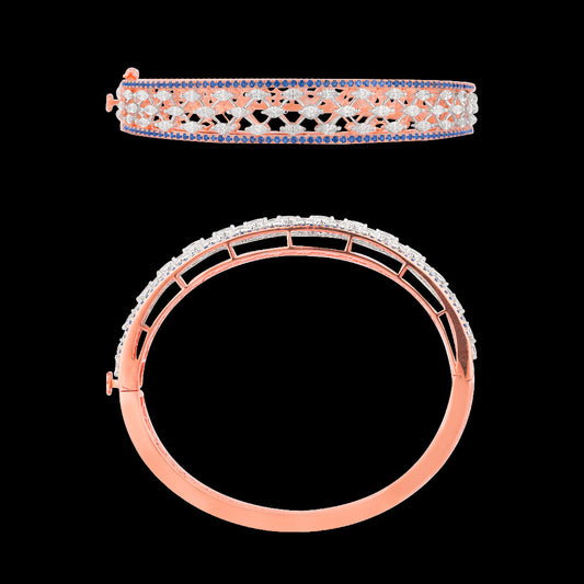 18K Rose Gold Diamond Kada - 1.992ct VVS-VS-EF with Colour Stones