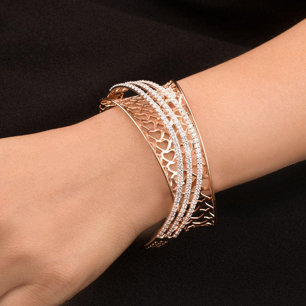 18K Rose Gold Diamond Kada - 3.686ct VS-SI-EF