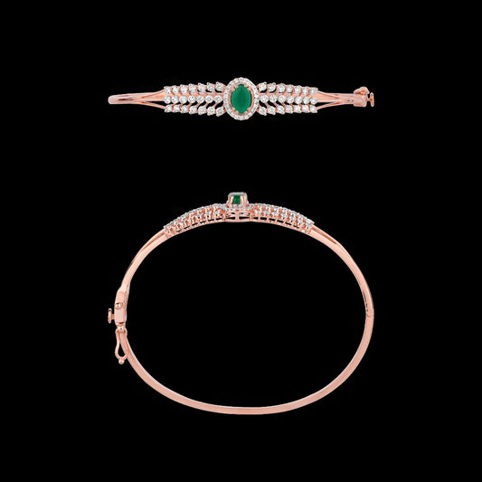 18K Rose Gold Diamond Kada - 0.93ct VVS-VS-GH with Colour Stones