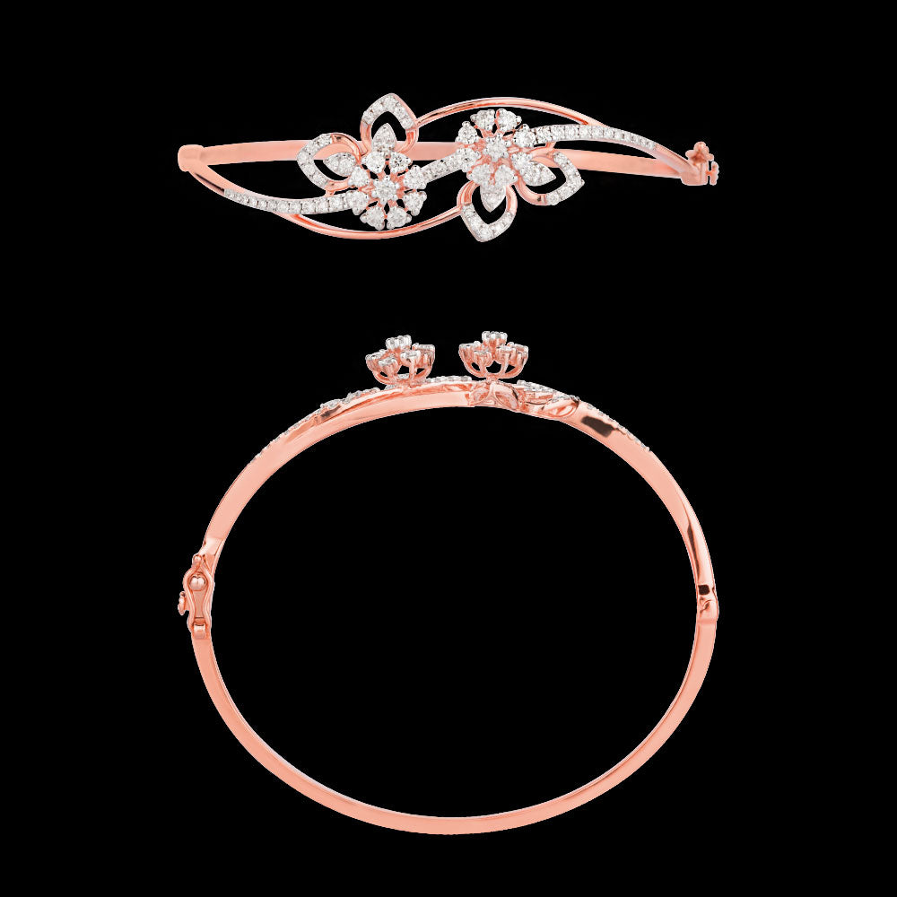 18K Rose Gold Diamond Kada - 1.097ct VVS-VS-HI