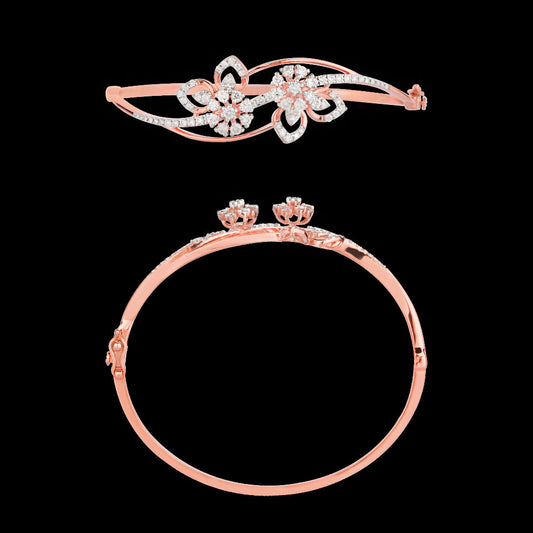18K Rose Gold Diamond Kada - 1.097ct VVS-VS-HI