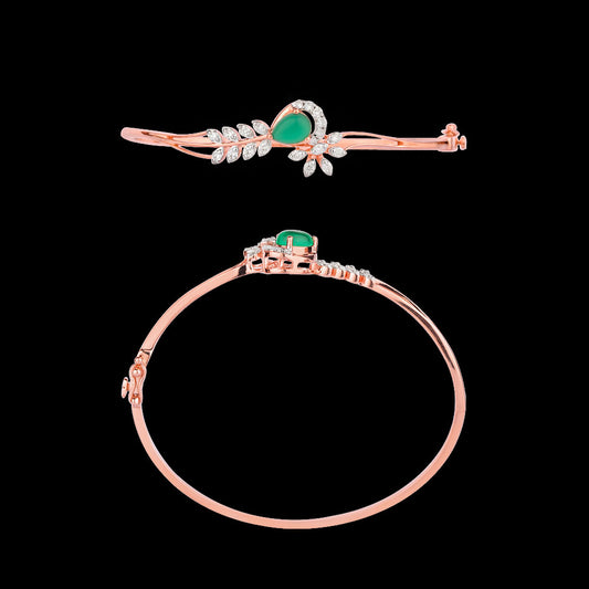 18K Rose Gold Diamond Kada - 0.43ct VVS-VS-HI with Colour Stones