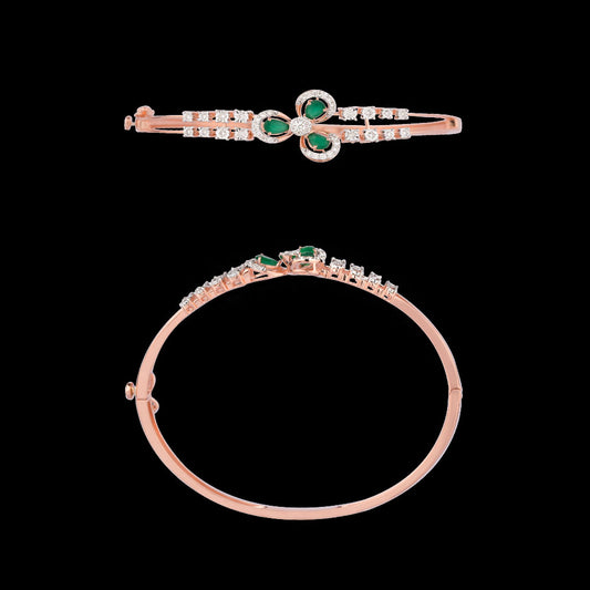 14K Rose Gold Diamond Kada - 0.399ct VVS-VS-GH with Colour Stones